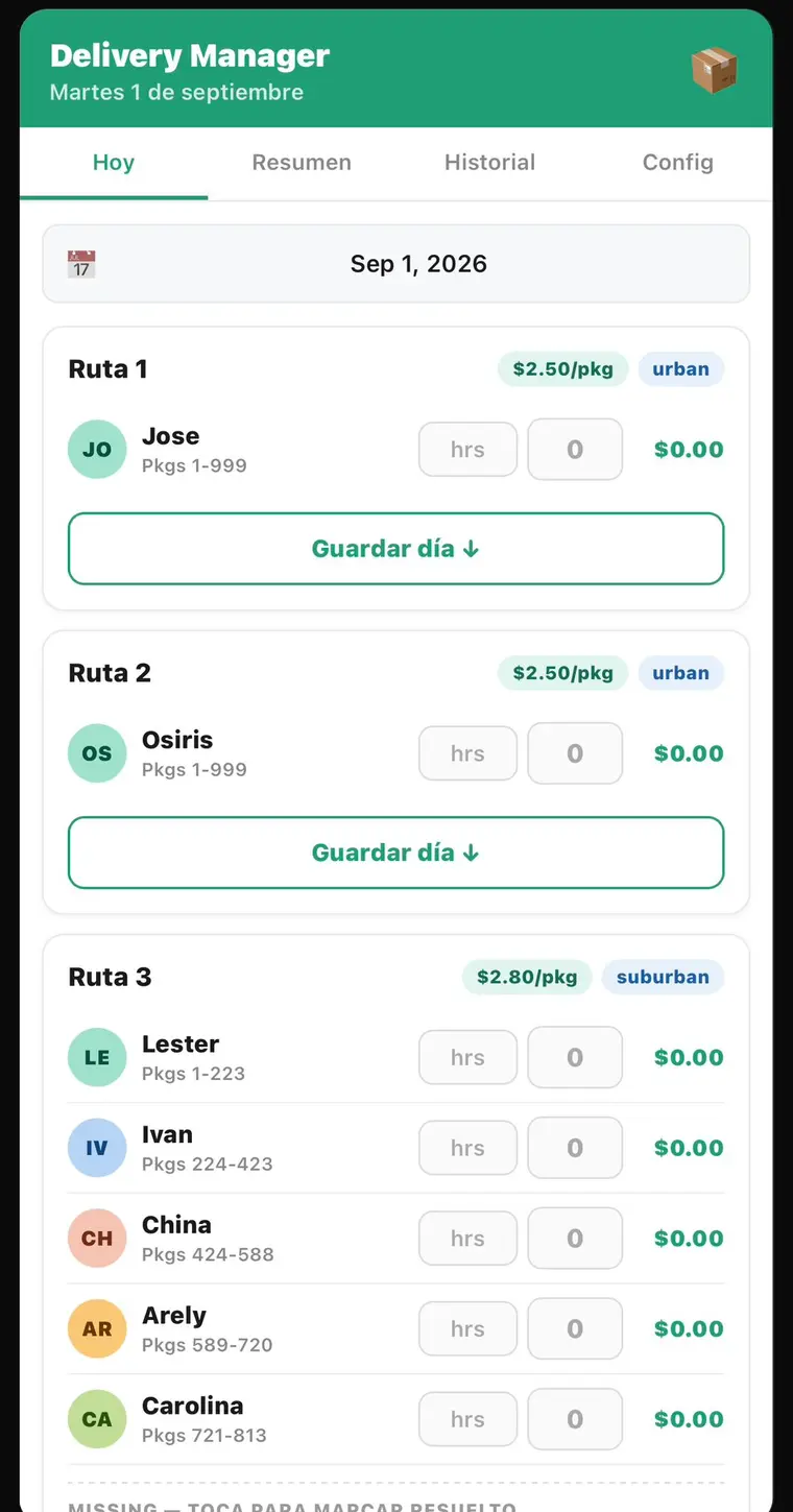 Delivery Manager routes interface