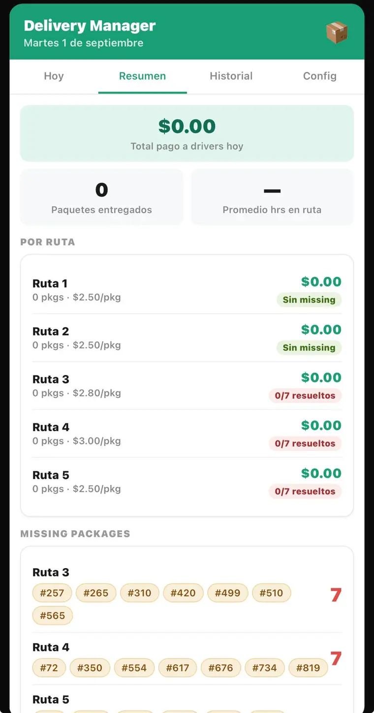Delivery Manager payment summary