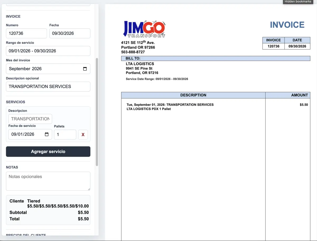 Invoice Viewer desktop interface