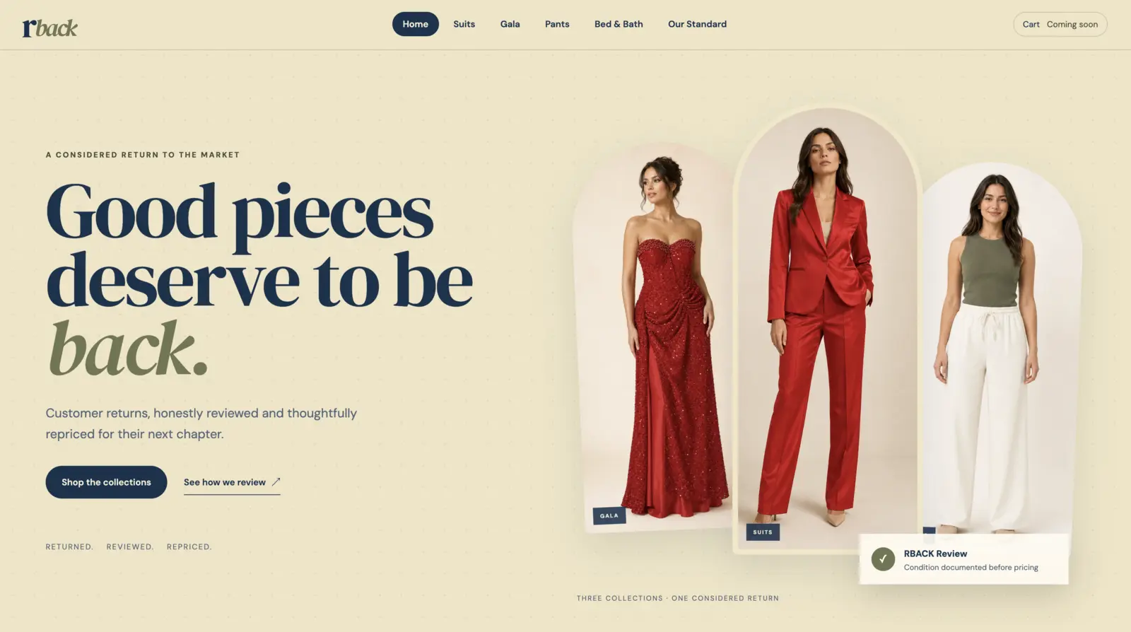RBACK fashion website home page