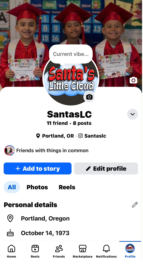 santaslc Facebook profile presentation