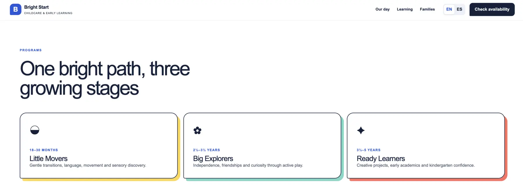 Bright Start website detail 2