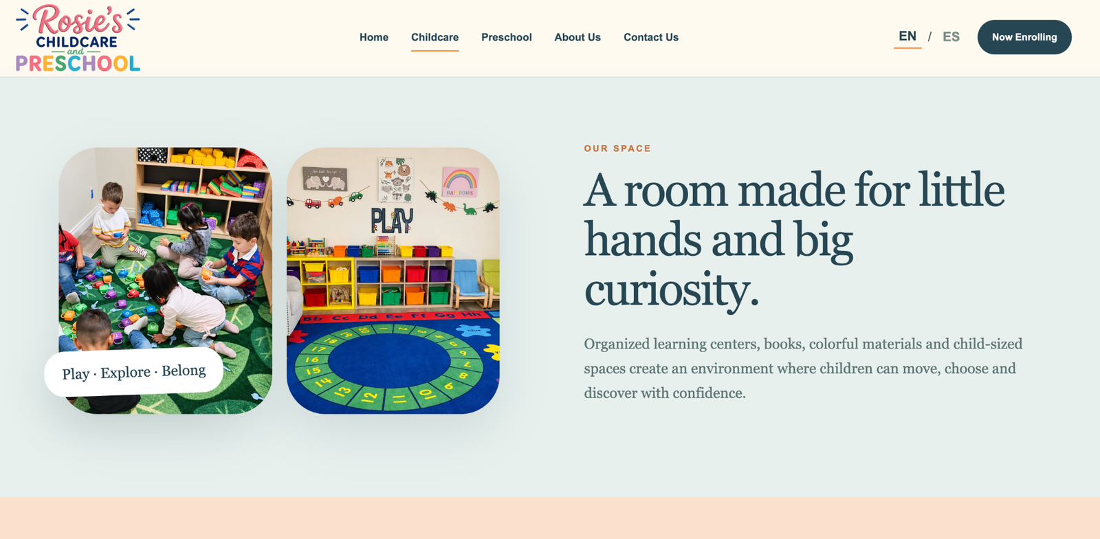 Rosie's Childcare & Preschool website detail 1