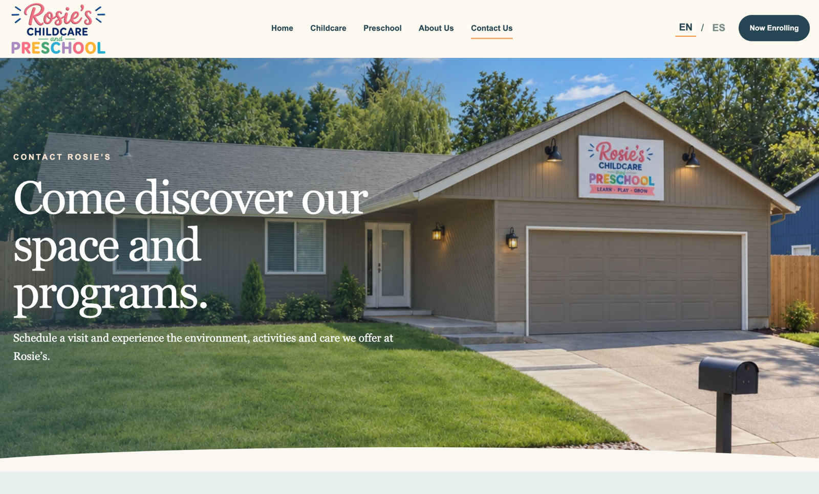 Rosie's Childcare & Preschool website detail 2