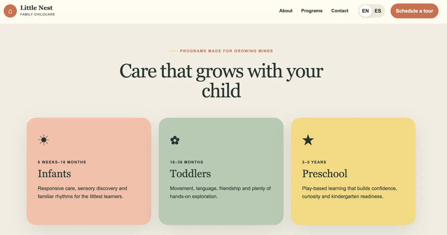 Little Nest website detail 1