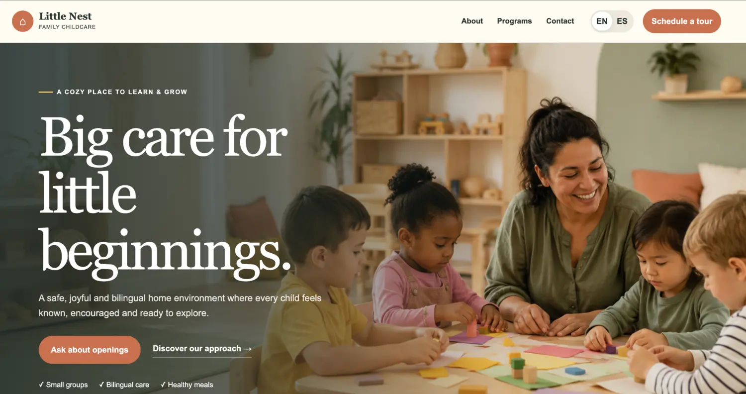 Little Nest website main view